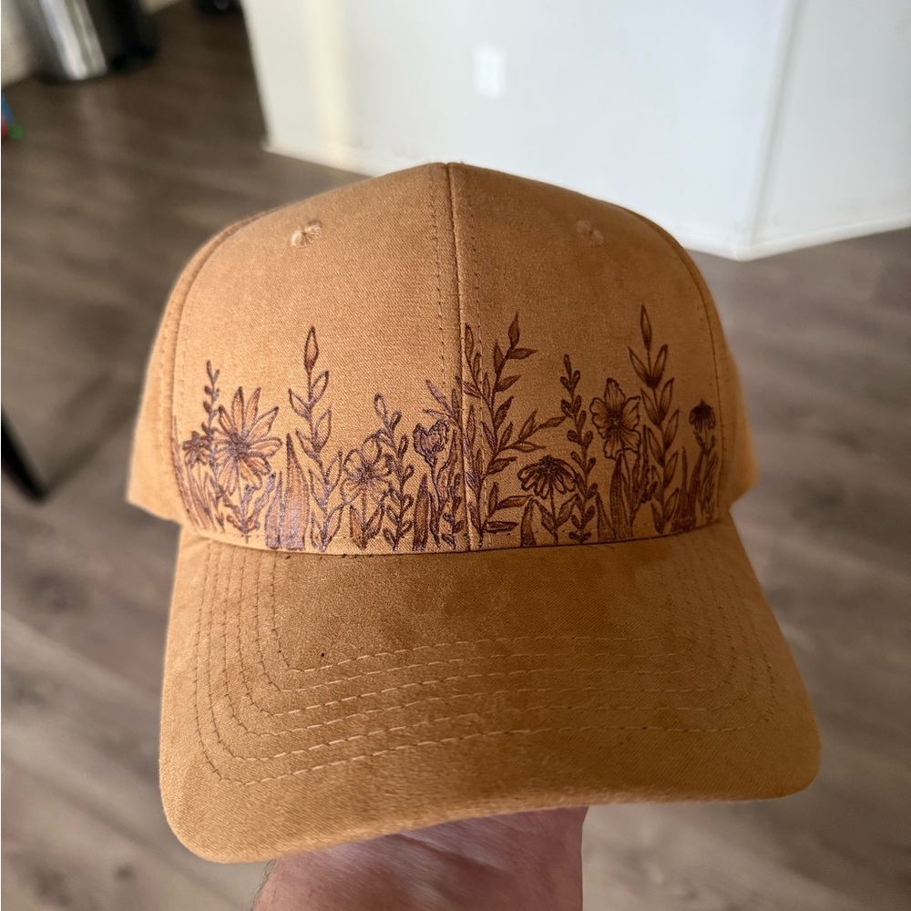 Floral Embroidered Tan Cap